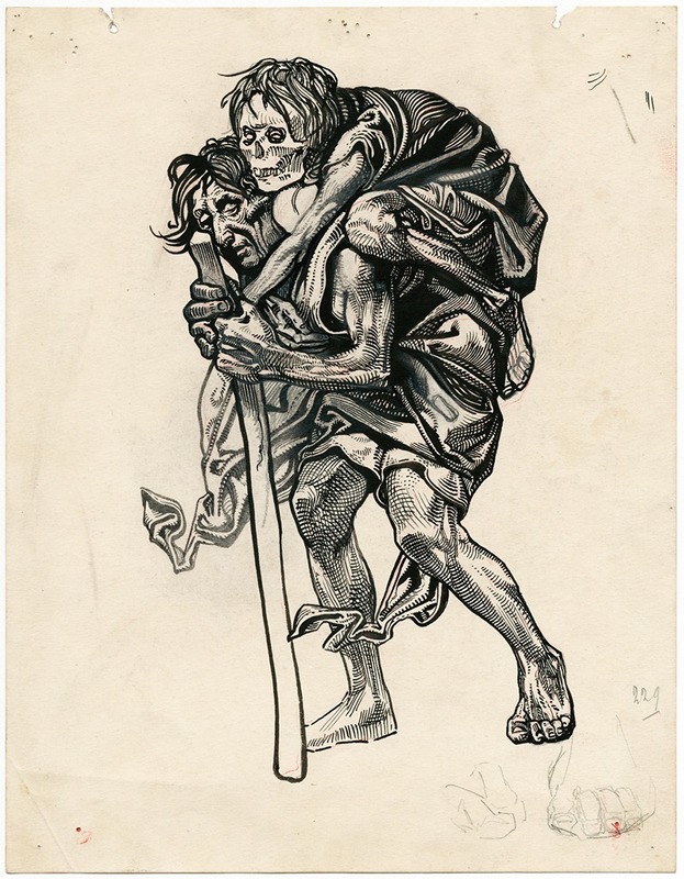Johannes Josephus Aarts - Lopende man met skelet op zijn rug