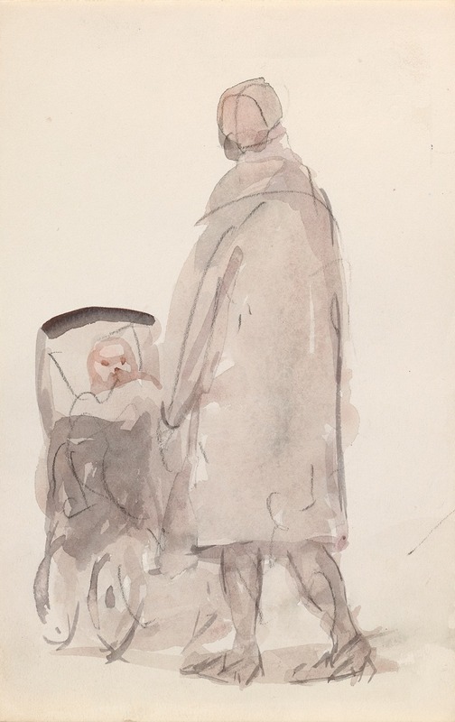 Michael Healy - A Woman Pushing a Child in a Pram