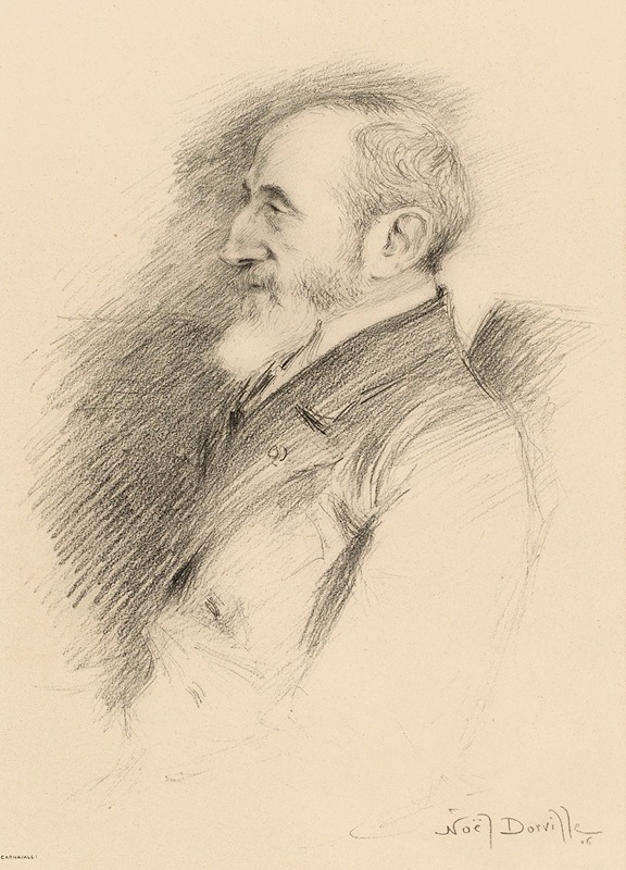 Noël Dorville - Inconnu, de profil gauche, âgé avec une barbe