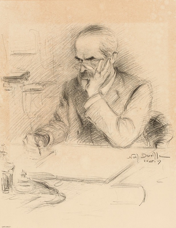 Noël Dorville - Inconnu, écrivain accoudé à son bureau