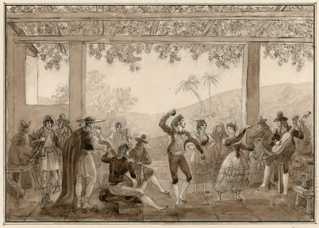 Otto Howen - Een groep Spanjaarden danst de fandango