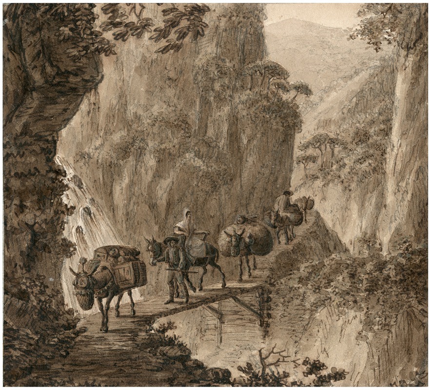 Otto Howen - Een rij pakezels trekt door de bergen