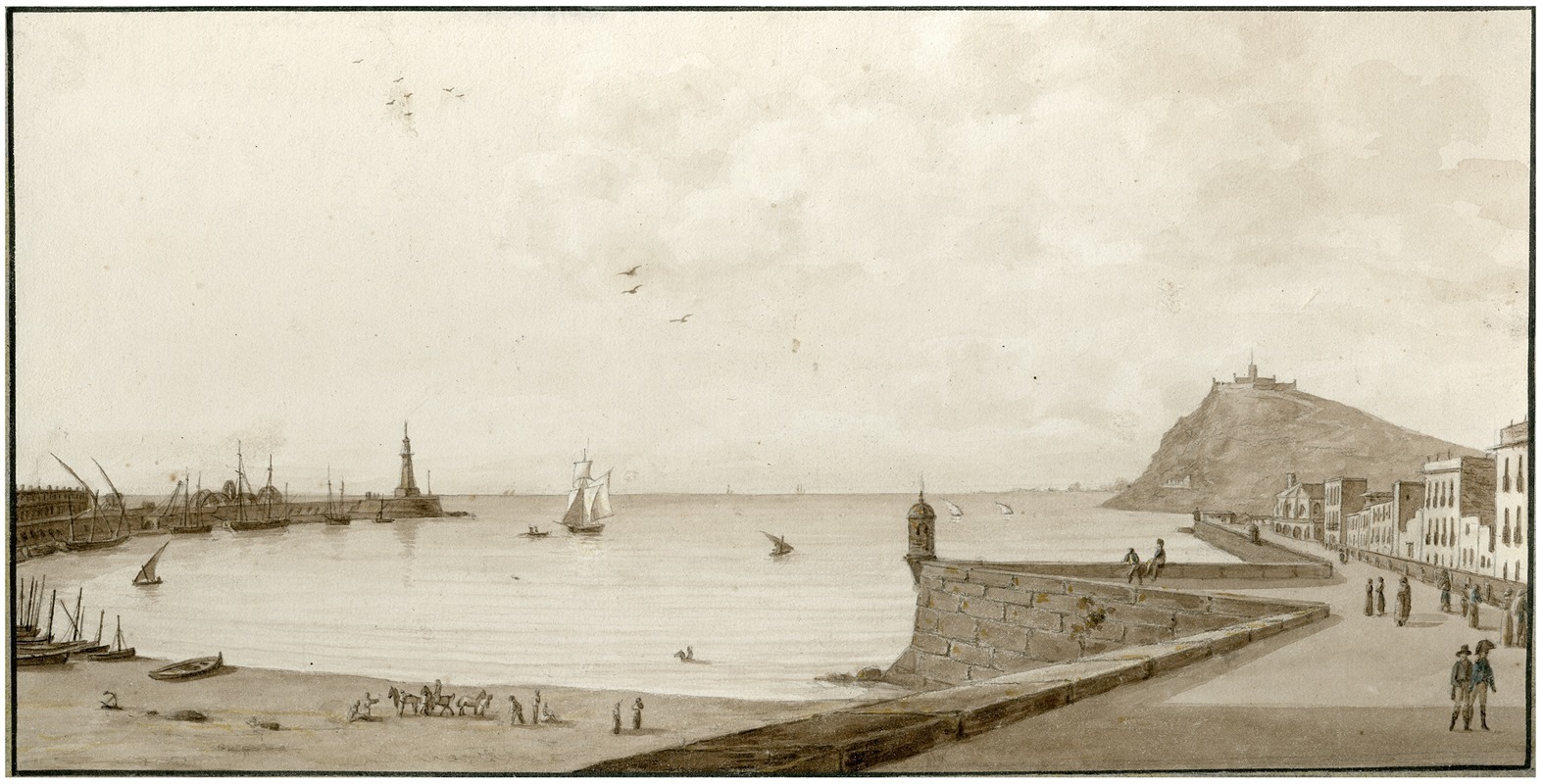 Otto Howen - Gezicht op de haven van Barcelona