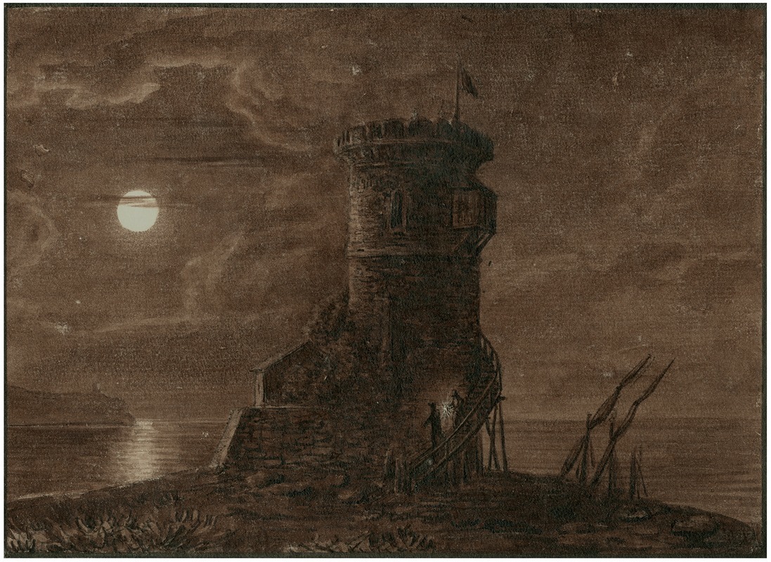 Otto Howen - Wachttoren aan de kust bij Sagonte, ‘s nachts