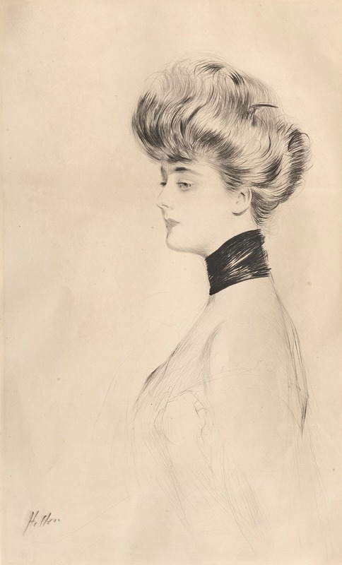 Paul César Helleu - Portrait de femme avec un tour de cou noir