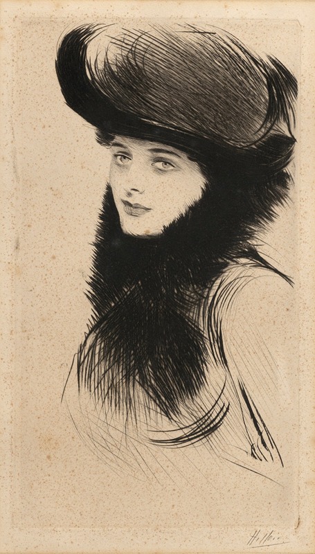 Paul César Helleu - Portrait de femme au chapeau