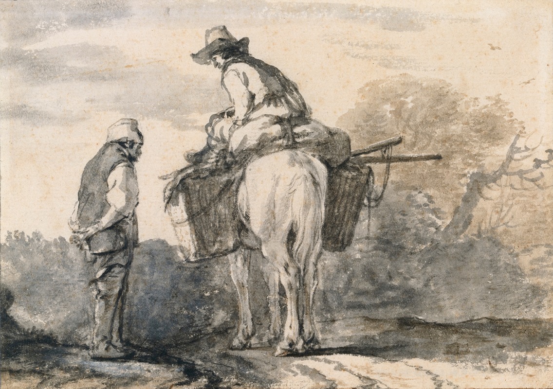 Philips Wouwerman - Two Travellers in Conversation