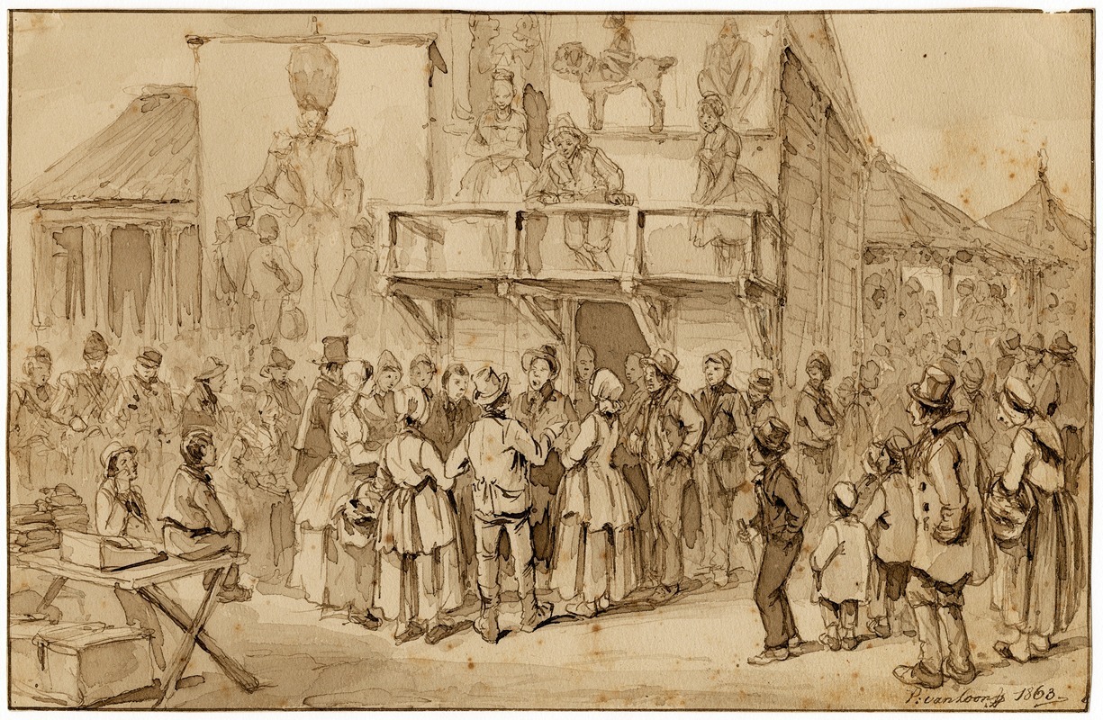 Pieter van Loon - Groep mensen op de Utrechtse kermis