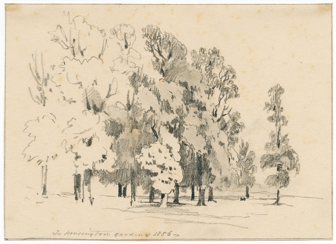 Pieter van Loon - Groepje bomen in Kensington Gardens