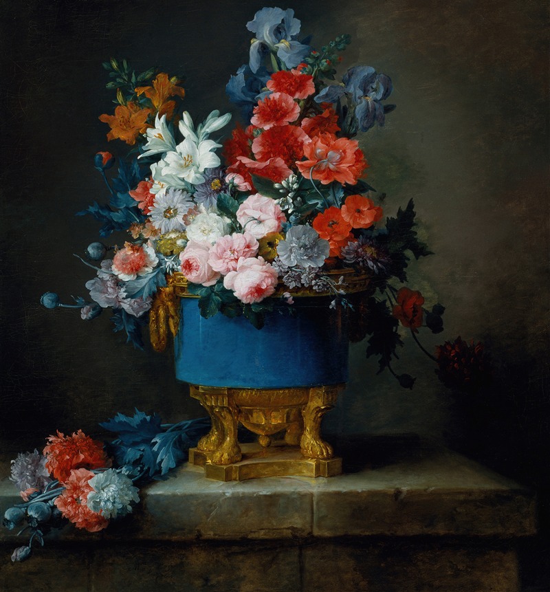Anne Vallayer-Coster - Bouquet of Flowers in a Blue Porcelain Vase