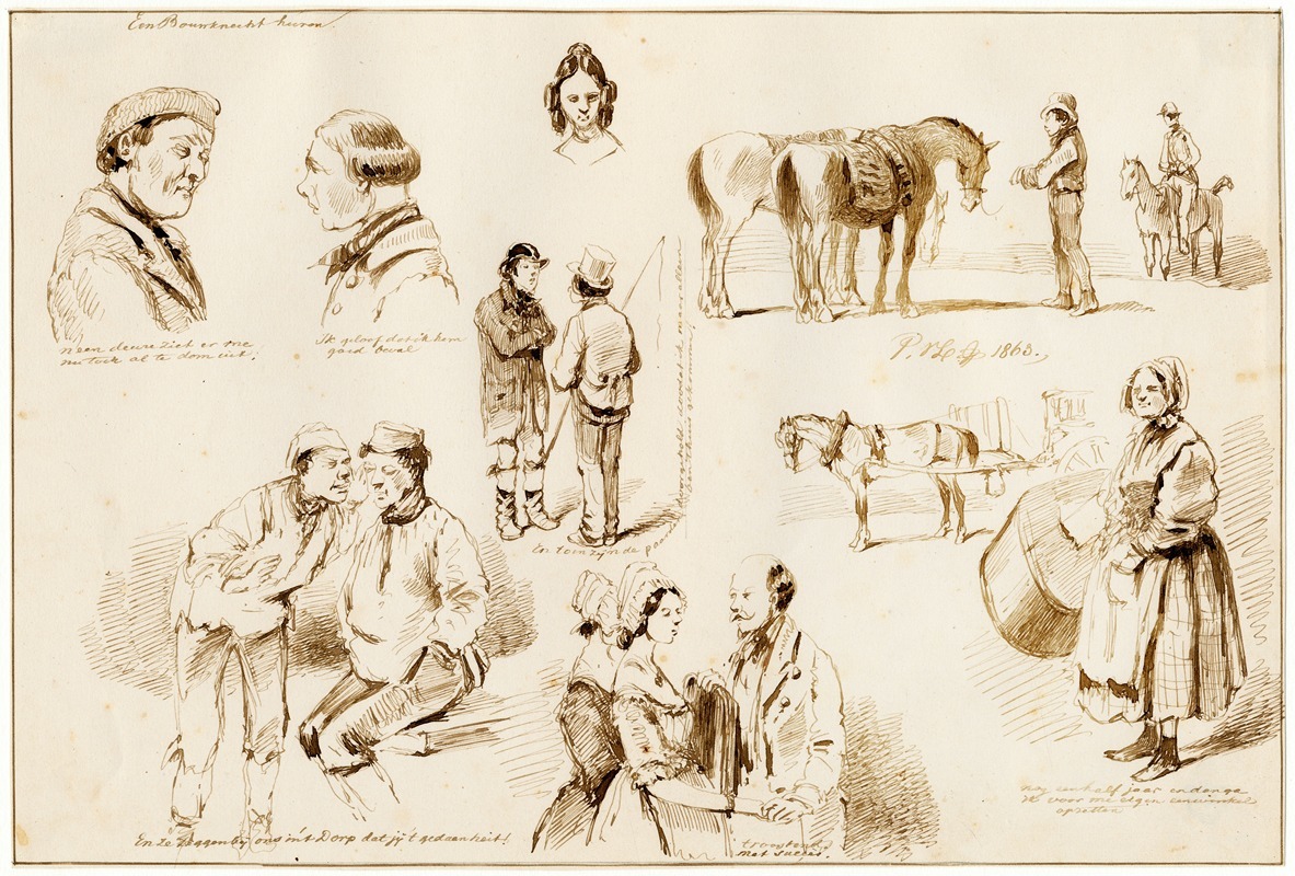 Pieter van Loon - Karik., genre-scènes w.o. baas-knecht, paarden