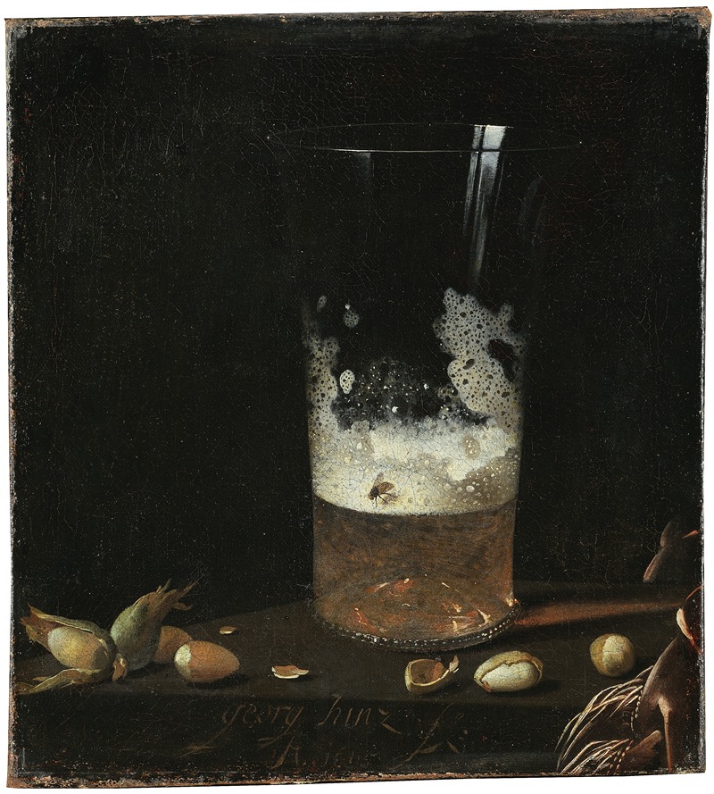 Georg Hainz - Still Life with a Glass of Beer and Nuts