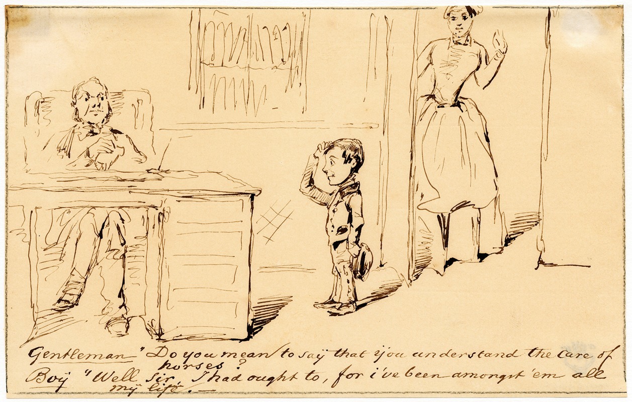 Pieter van Loon - Karikatuur over baas en paardeknecht