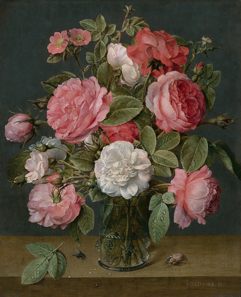 Jacob van Hulsdonck - Roses in a Glass Vase