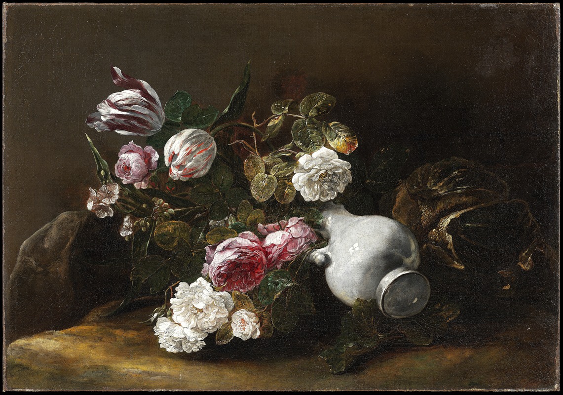 Jan Fyt - Still Life of Flowers and an Overturned Jug