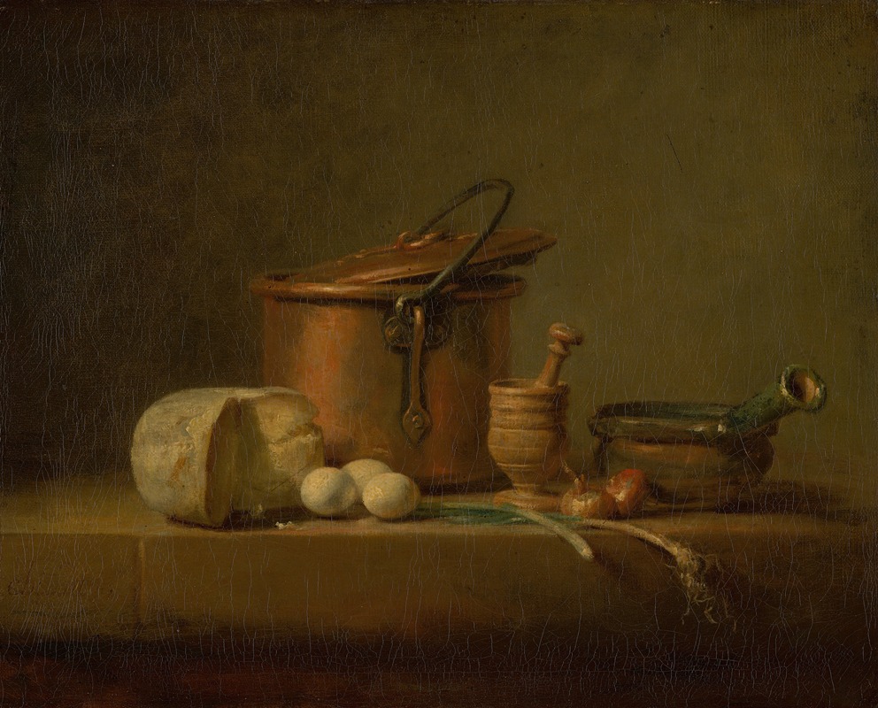 Jean-Baptiste-Siméon Chardin - Still Life with Copper Pot, Cheese and Eggs