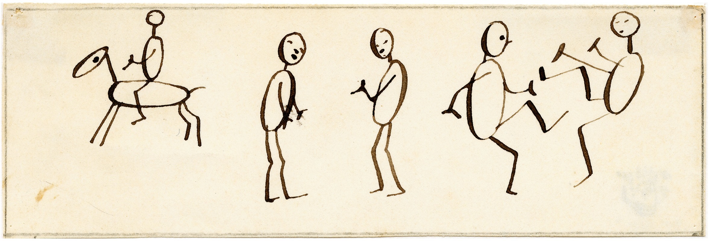 Pieter van Loon - Pratende en dansende mannetjes, mannetje te paard