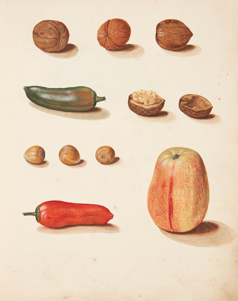 Johanna Fosie - Studie af æble, nødder og peberfrugter