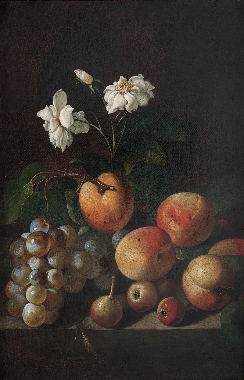 Anonymous - Still Life with Fruit and White Roses