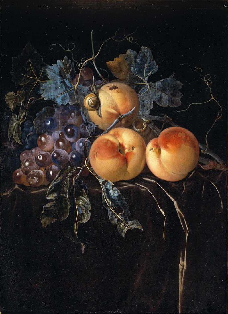 Willem van Aelst - Still Life with Peaches and Grapes