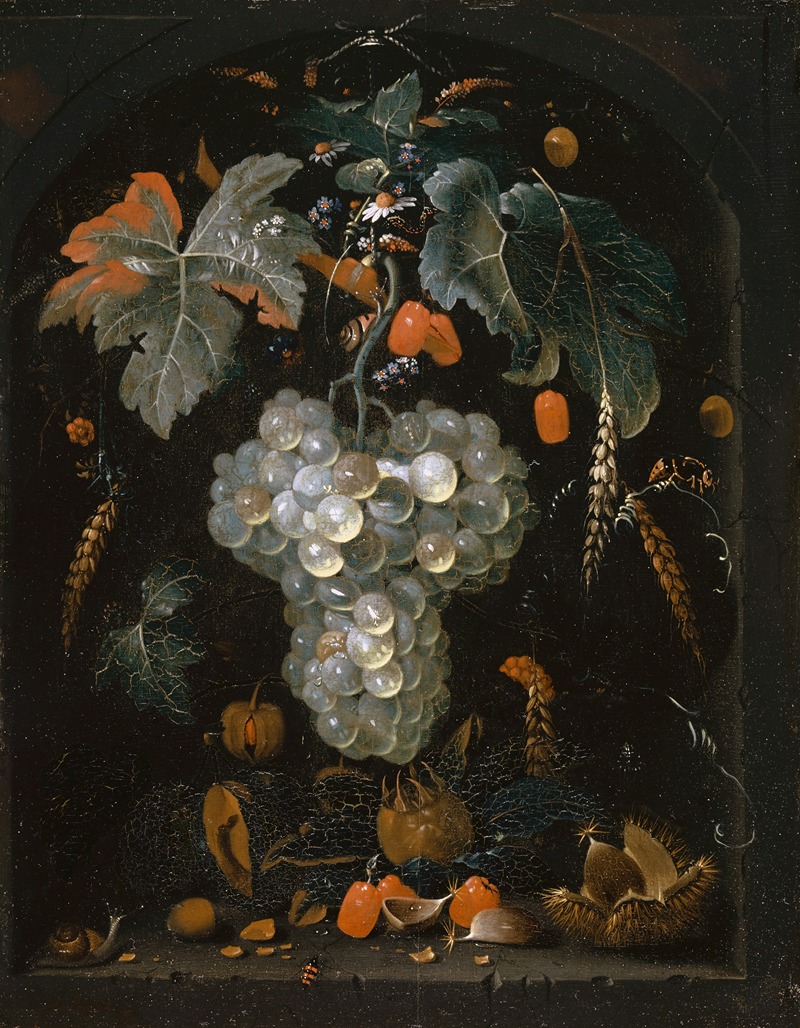 Abraham Mignon - Still-Life With Grapes And Fruits In A Niche