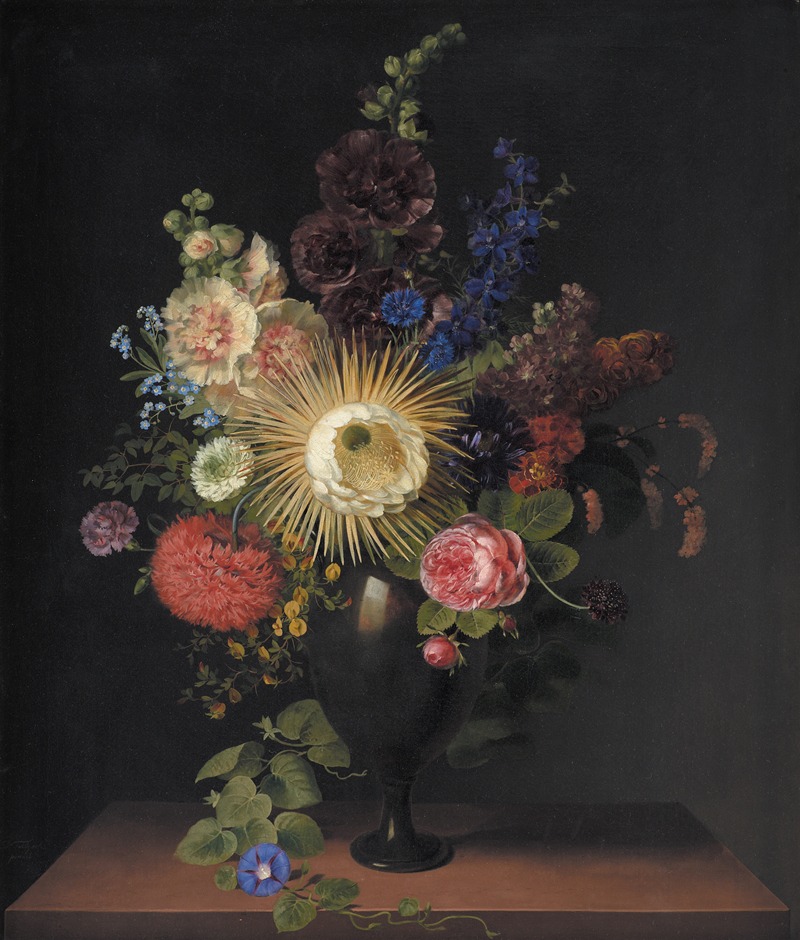 Cladius Detlev Fritzsch - A Cactus Grandiflora And Other Flowers In A Porphyry Vase