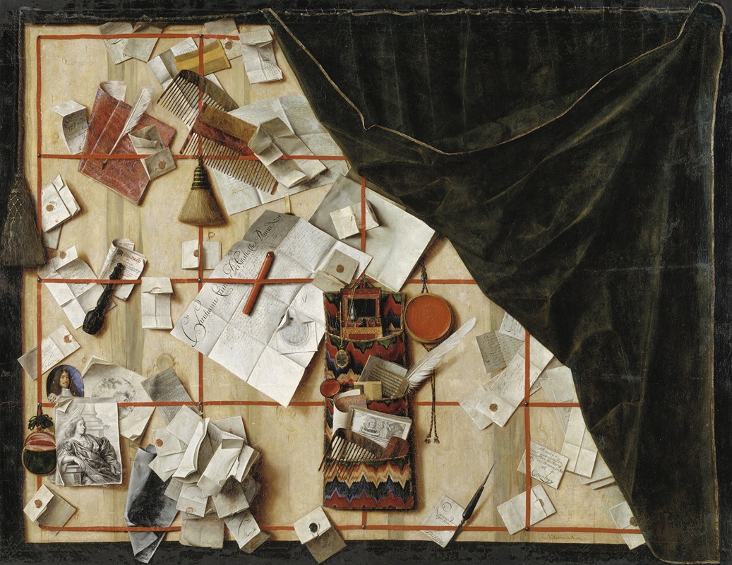 Cornelius Norbertus Gijsbrechts - Trompe L’oeil Of A Letter Rack With Christian V’s Proclamation