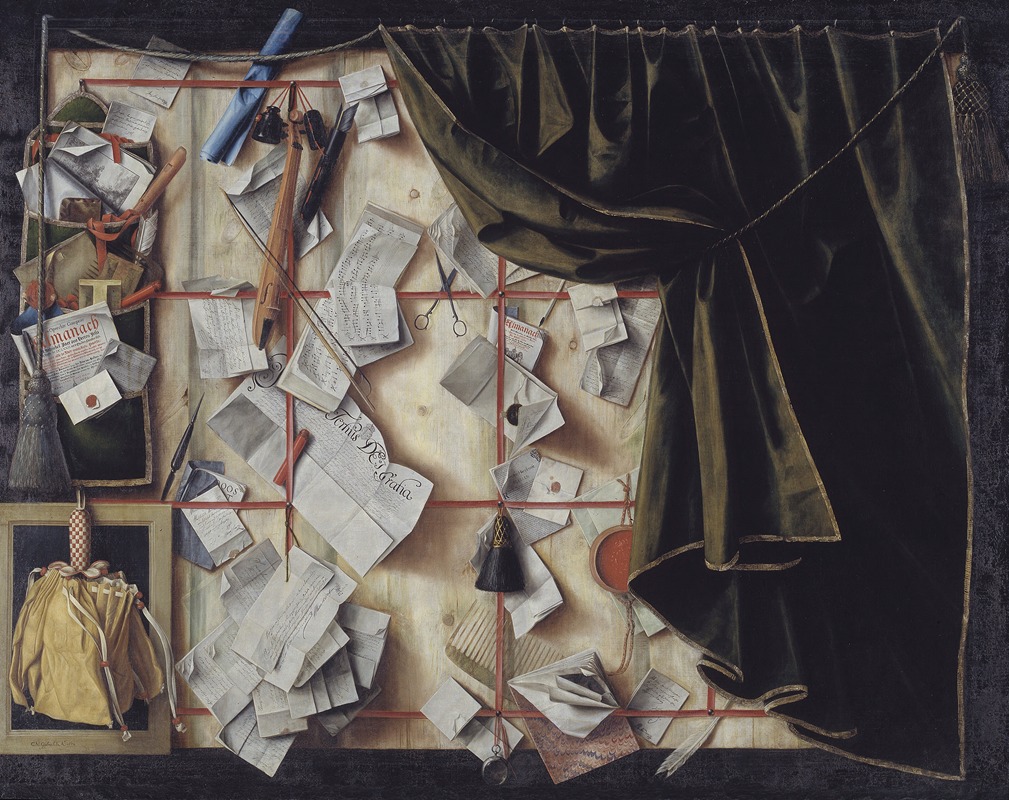 Cornelius Norbertus Gijsbrechts - Trompe L’oeil Of A Letter Rack With Proclamation By Frederik III