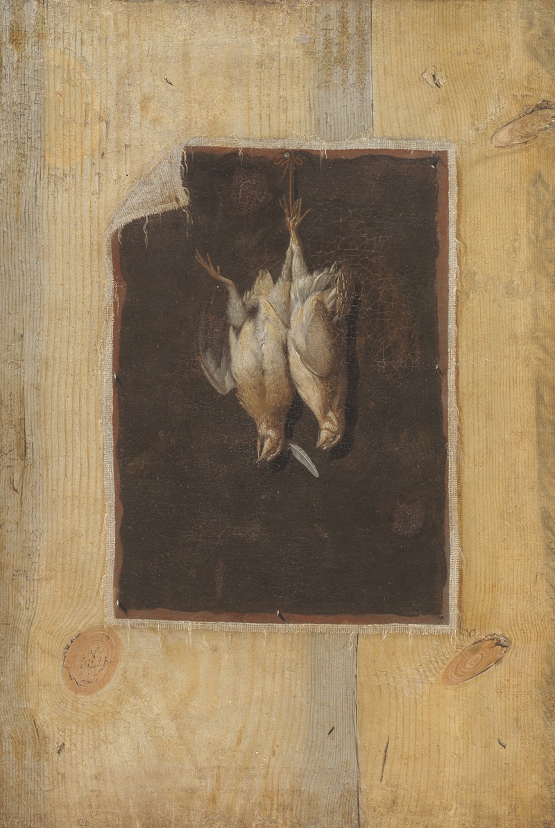 Cornelius Norbertus Gijsbrechts - Trompe L’oeil. Board Partition With A Still Life Of Two Dead Birds Hanging On A Wall