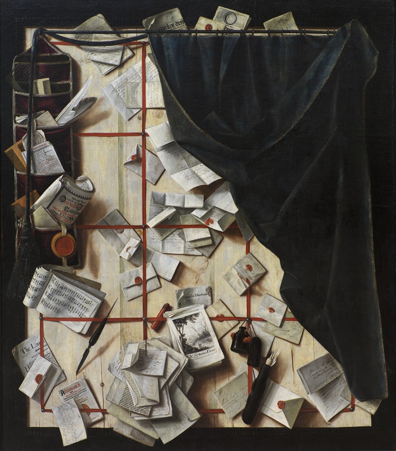 Cornelius Norbertus Gijsbrechts - Trompe L’oeil. Board Partition With Letter Rack And Music Book