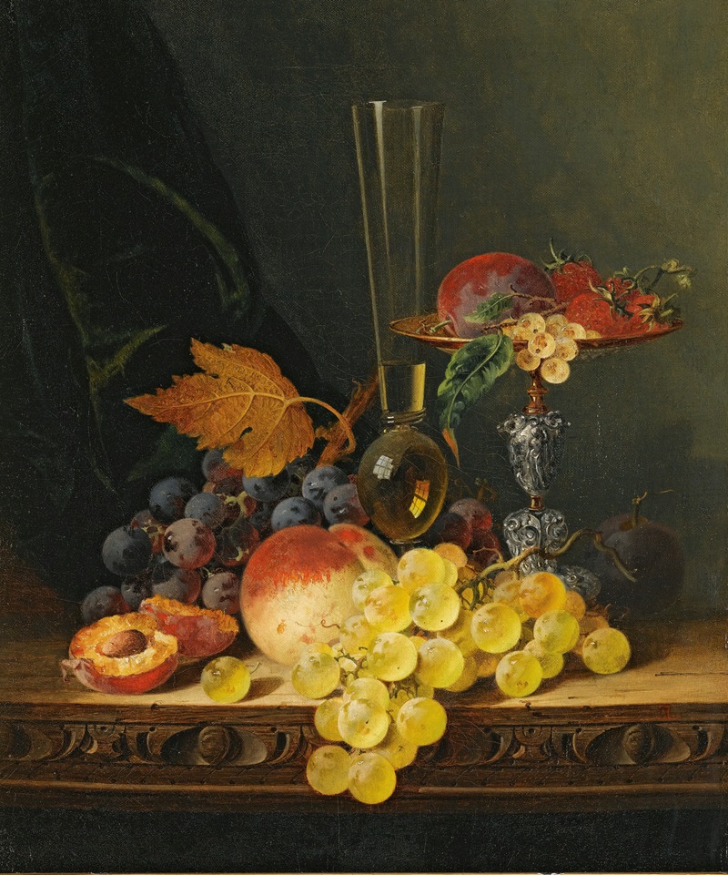 Edward Ladell - Still Life With A Tazza, Fruit And A Wine Glass