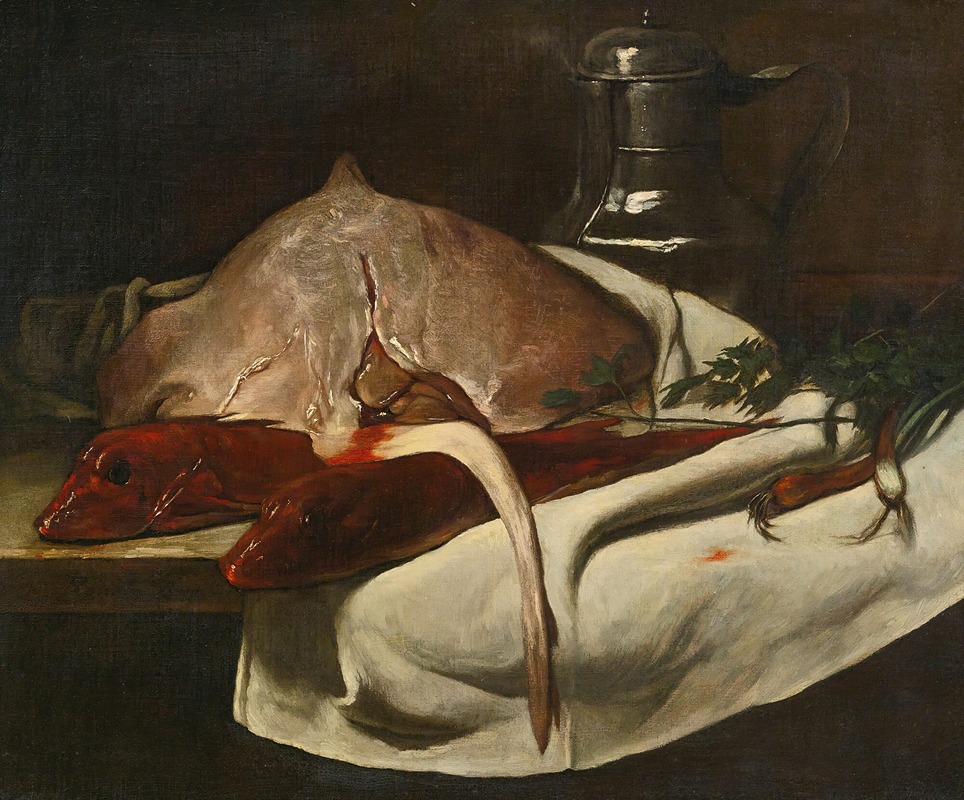 François Bonvin - Still Life With Sting Ray And Red Mullets