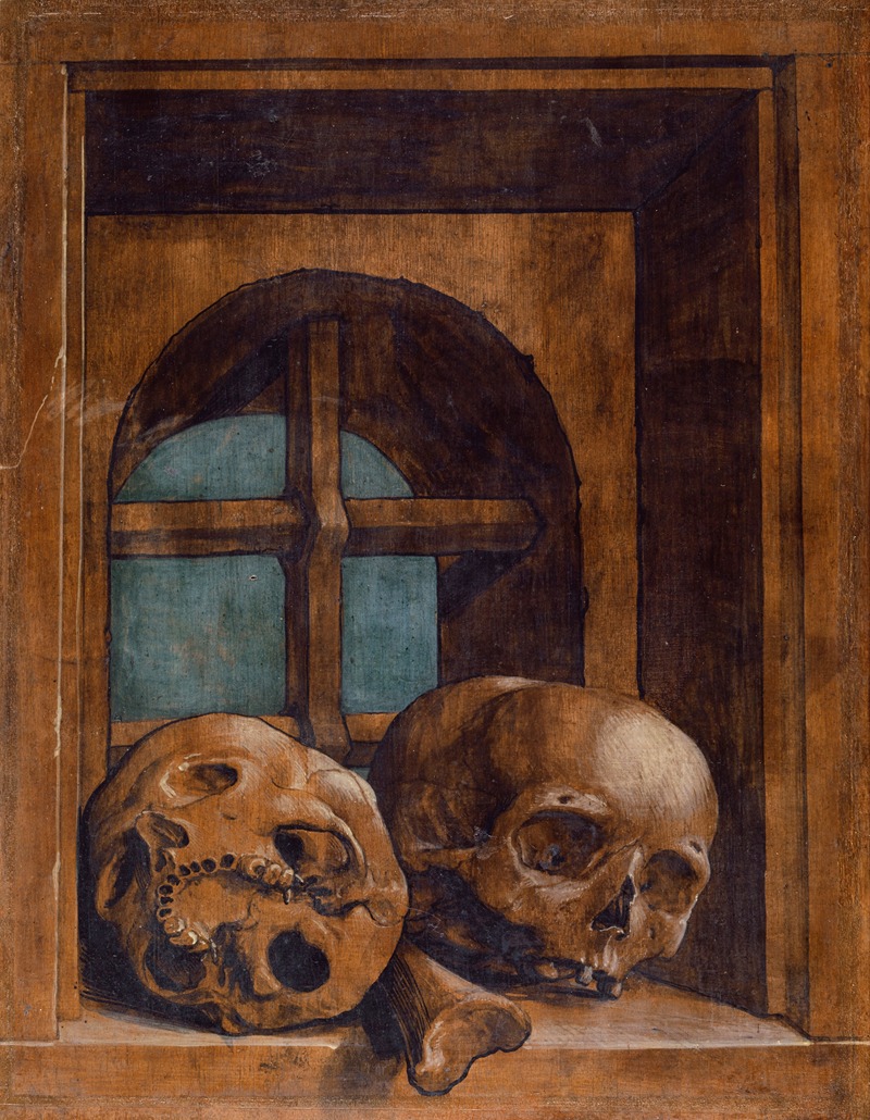 Hans Holbein The Younger - Two Skulls In A Window Niche