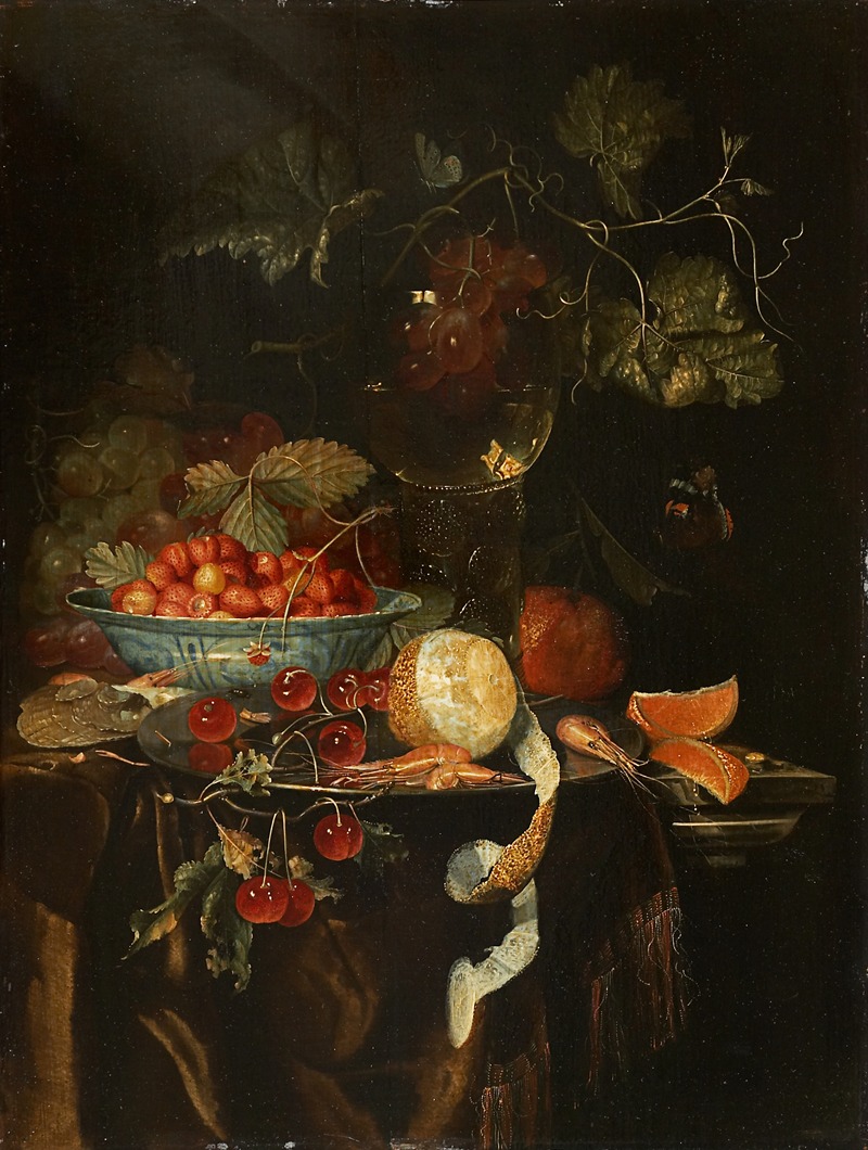 Harmen Loeding - Still Life With Fruit And A Chinese Porcelain Bowl With Strawberries