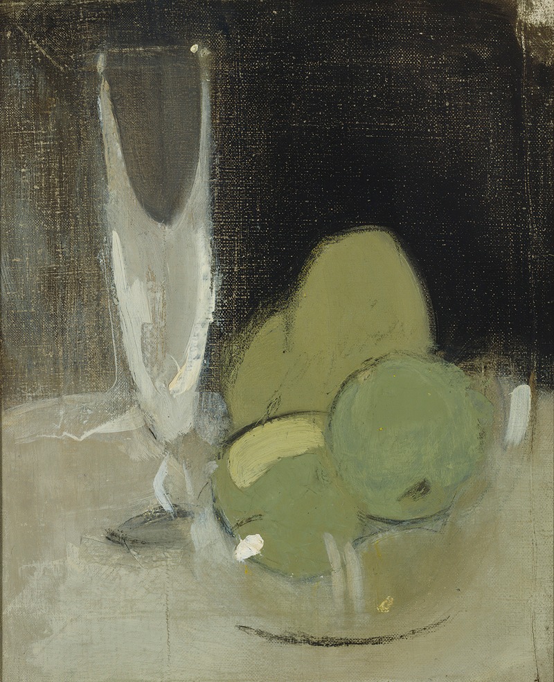 Helene Schjerfbeck - Green Apples And Champagne Glass