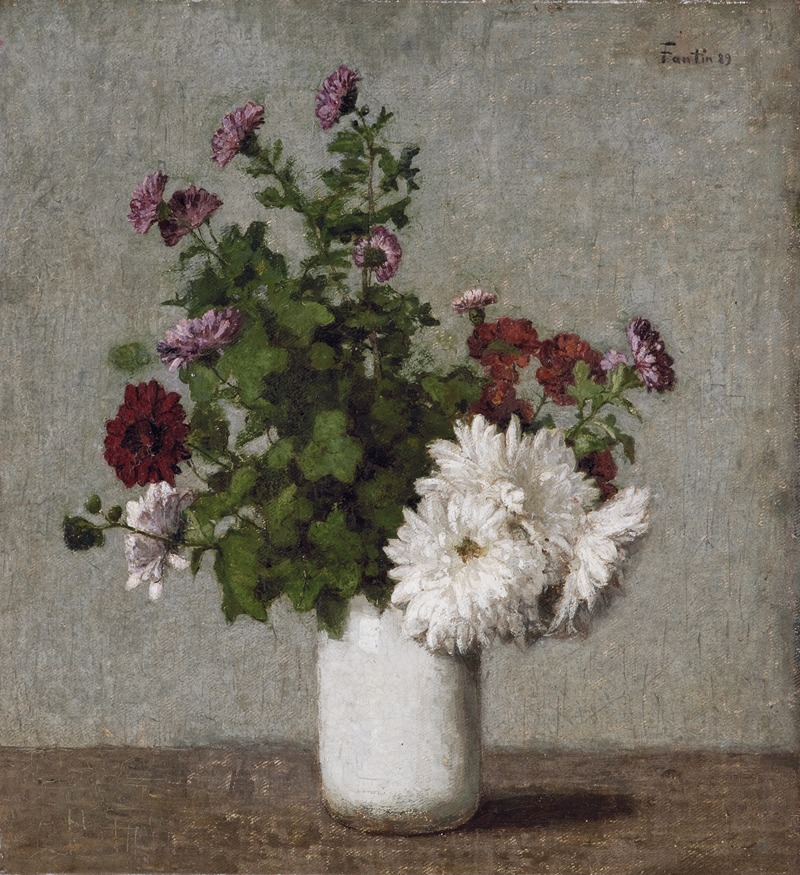 Henri Fantin-Latour - Flower Still Life, Autumn Chrysanthemums In A White Vase