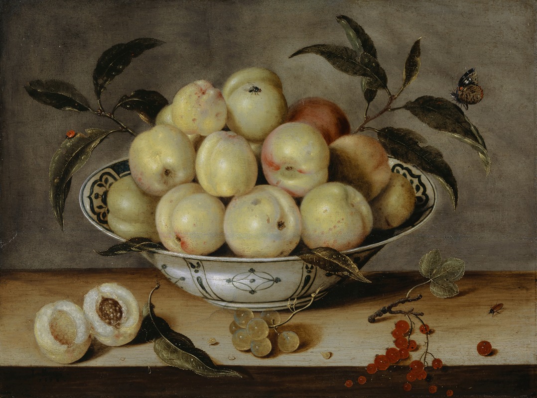 Isaak Soreau - Still Life With Peaches In A Chinese Porcelain Bowl