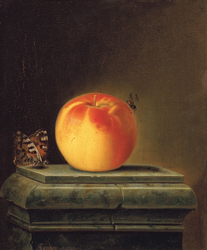 Justus Juncker - Still Life With Apple And Insects