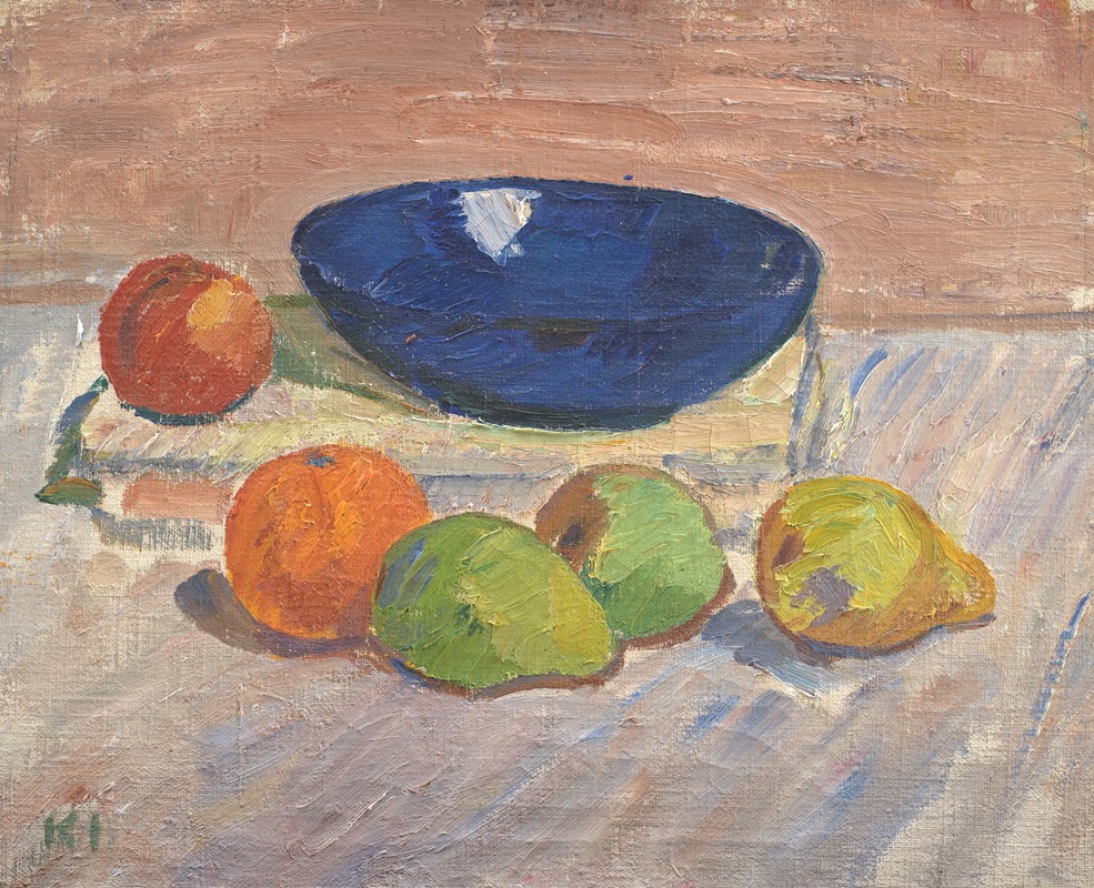Karl Isakson - Still Life With Blue Bowl And Fruits