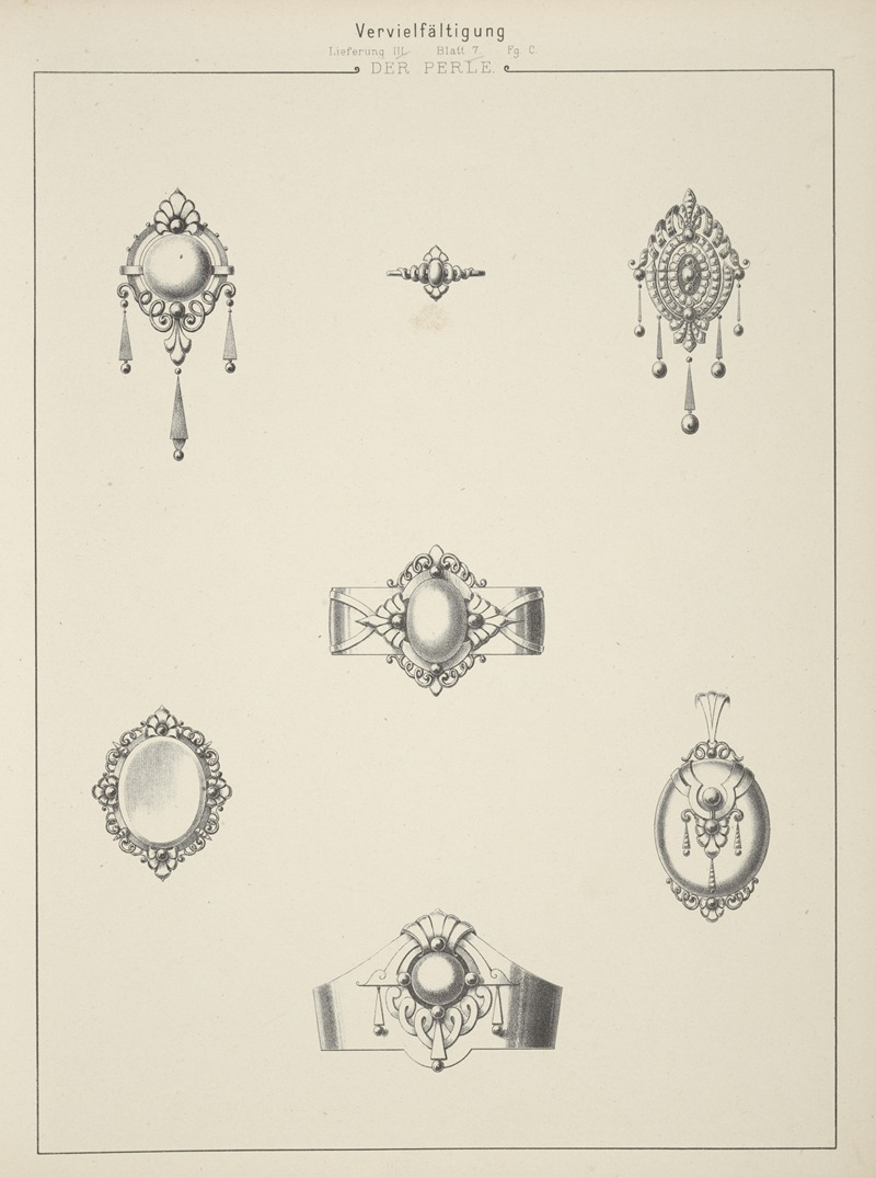 Martin Gerlach - Lieferung Iii Blatt 7 Fg. C [Seven Designs For Jewelry With Pearls.]