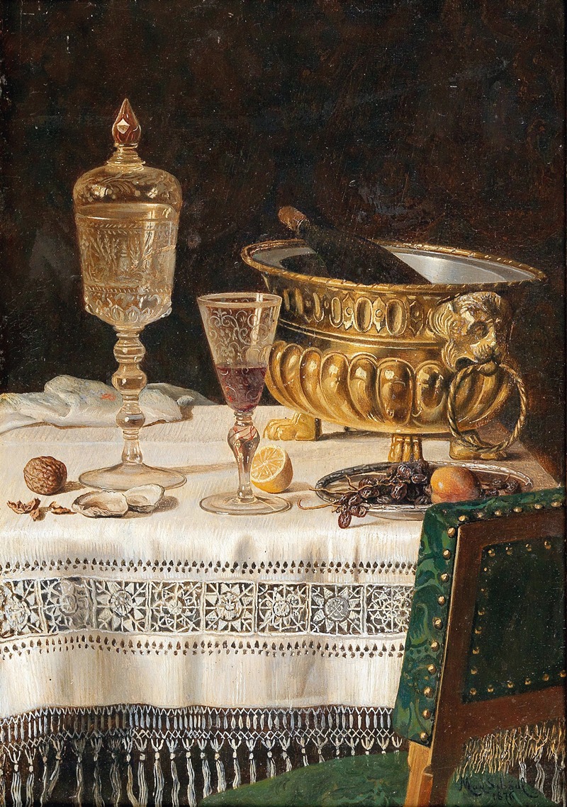 Max Schödl - Still Life With Glass Cup And Champagne Cooler