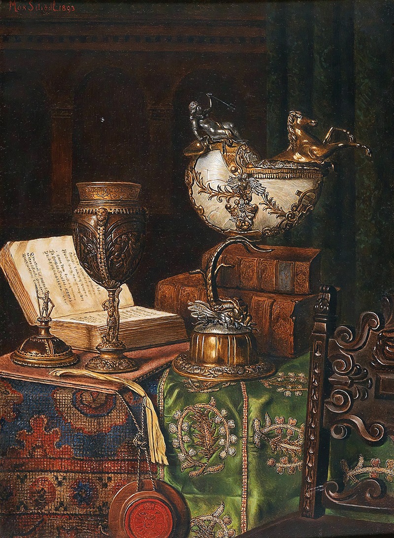Max Schödl - Still Life With Nautilus Goblet And Books