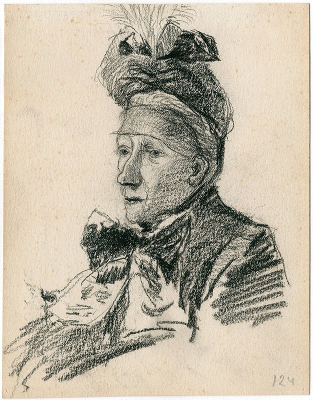 Theo van Hoytema - Een oude dame met hoed en mantel