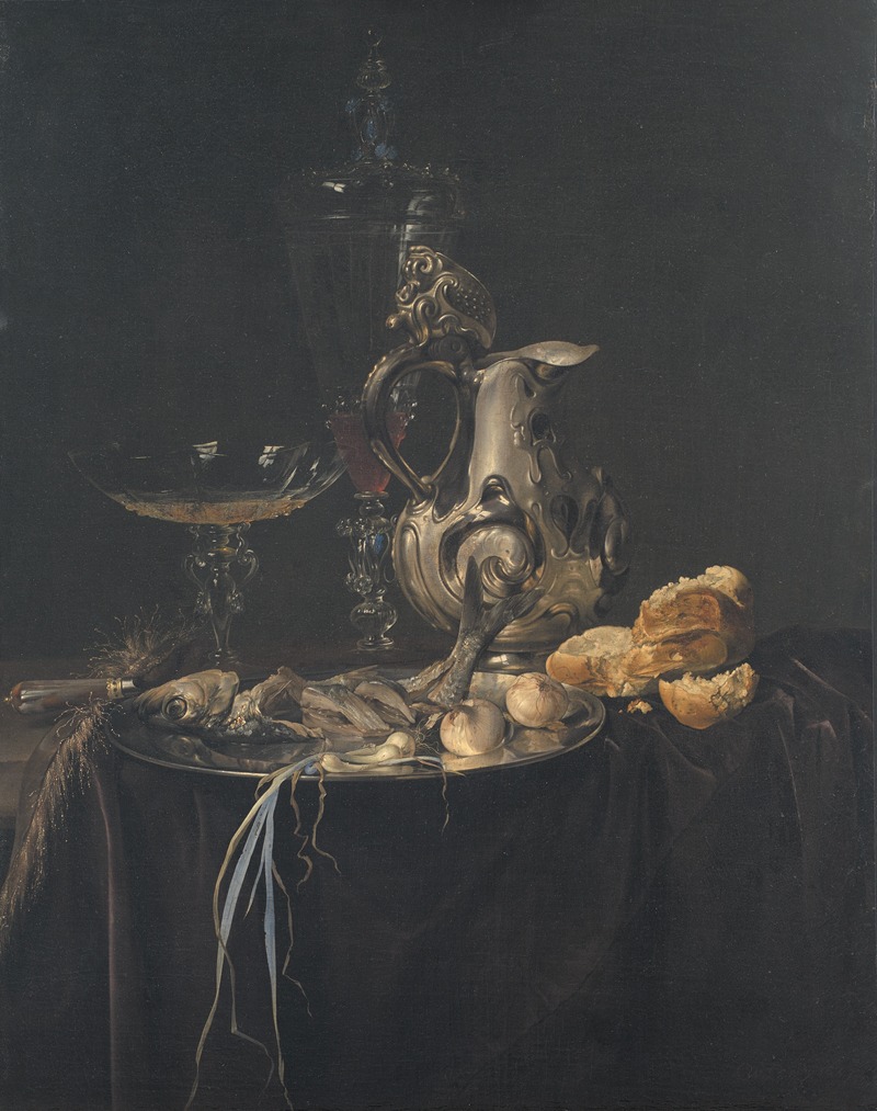 Willem van Aelst - Still Life. Breakfast Piece With A Silver Jug