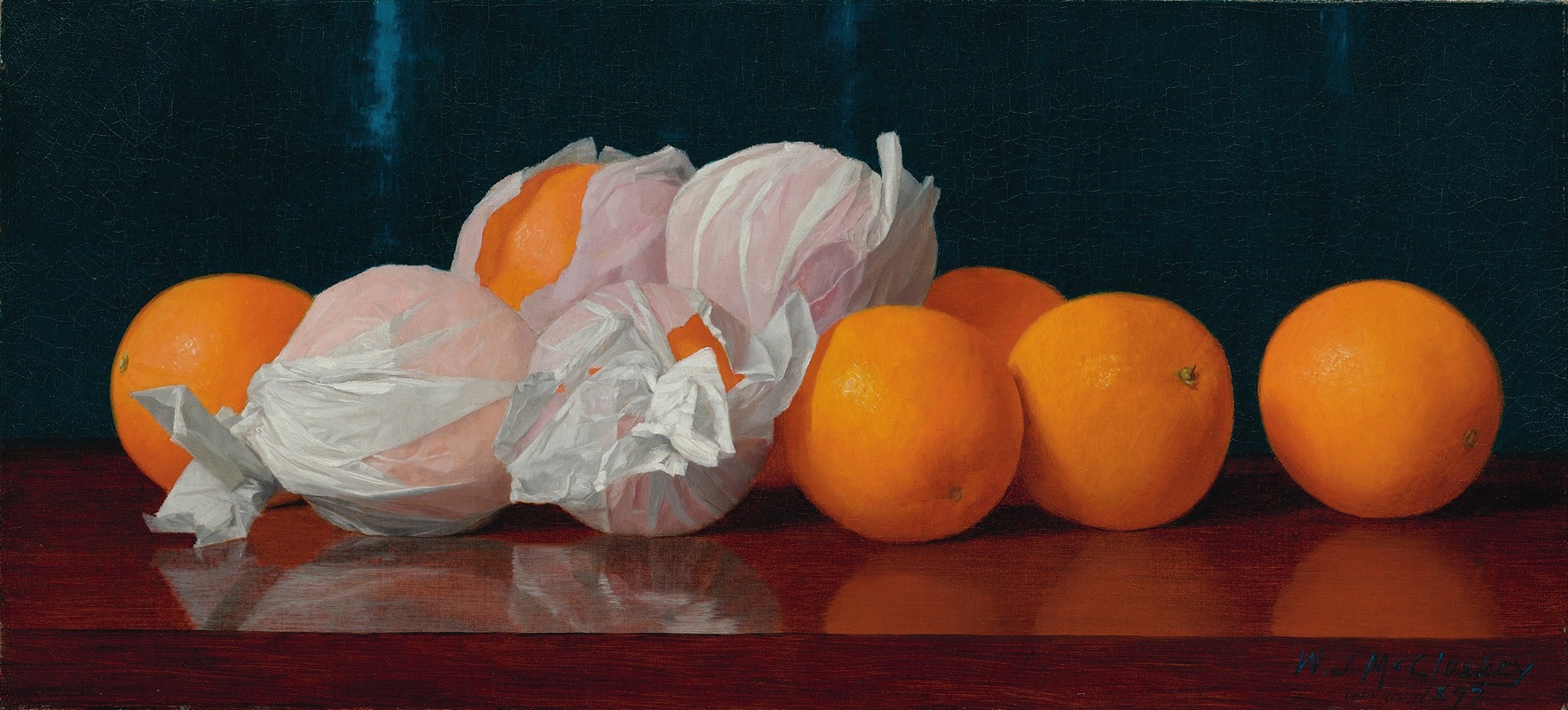 William Mccloskey - Wrapped Oranges On A Tabletop