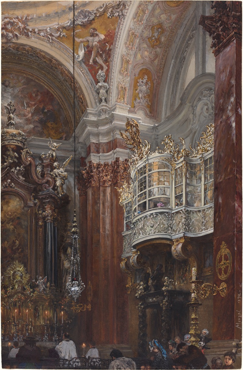 Adolph von Menzel - The Interior of the Jacobskirche at Innsbruck