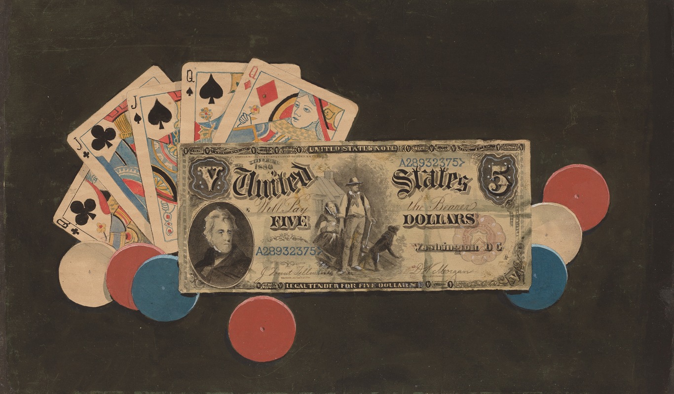 Anonymous - Trompe l’Oeil – A Full House with Chips and a $5 Bill