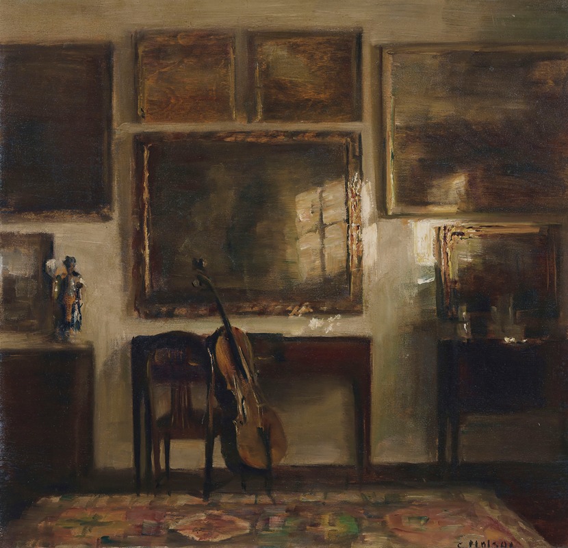 Carl Holsøe - Interior with a Cello