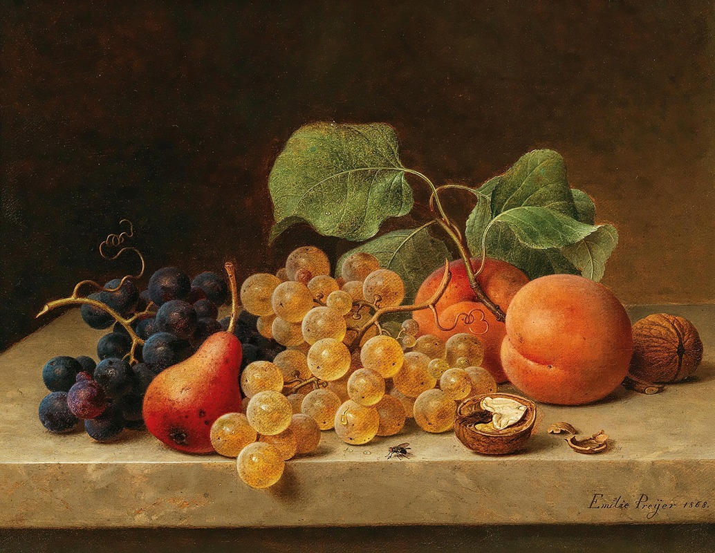 Emilie Preyer - Still Life with Grapes, Peaches, a Pear and Nuts