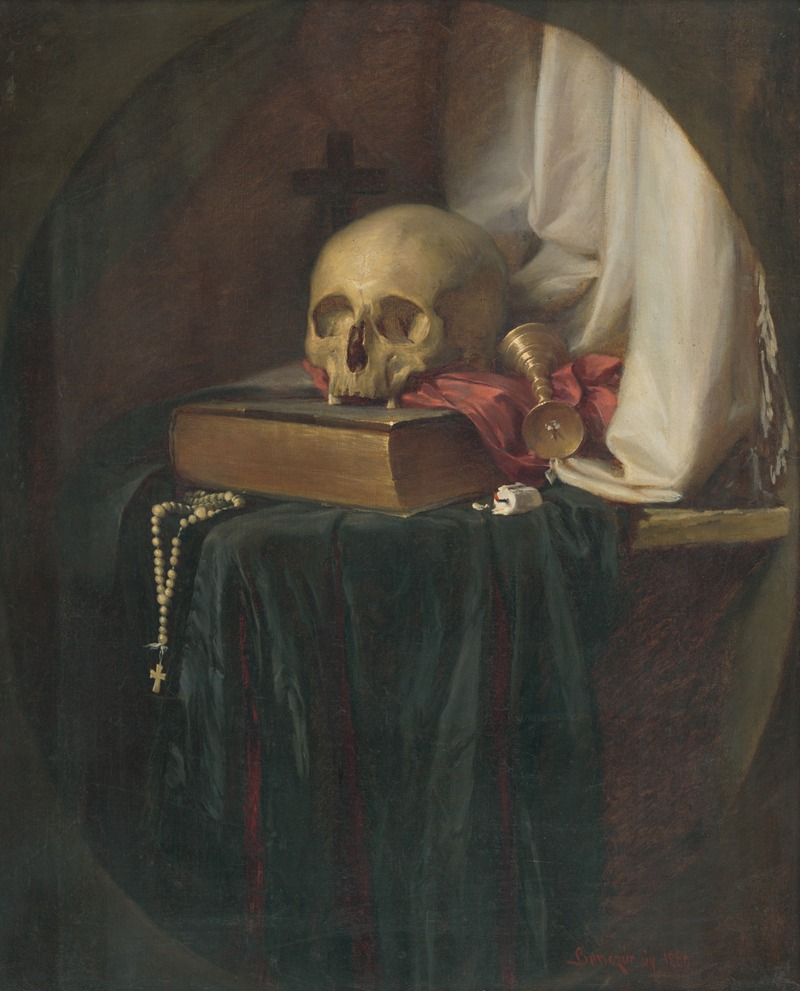 Gyula Benczúr - Still life with a skull and a book